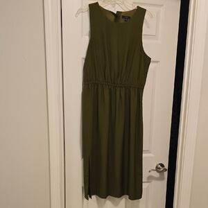 J. Crew Green Sleeveless Crew Neck Midi Sundress